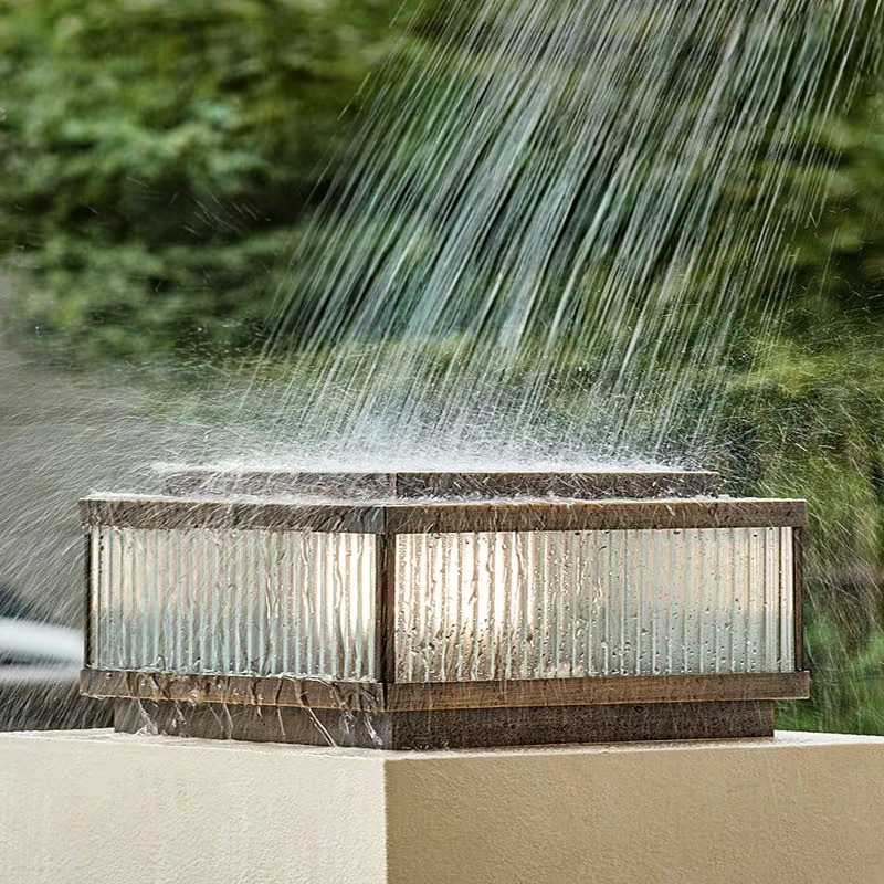 All-copper solar column head lamp, outdoor waterproof courtyard lamp, villa fence lamp, simple column lamp, gate column lamp details Picture