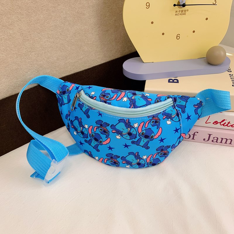 2024 New children's bag Cartoon Stitch single-shoulder waist bag crossbody bag for boys and girls with loose change Specification drawing