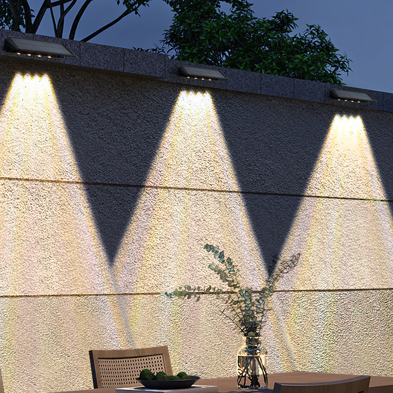 Solar-powered step lights, decorative wall lights, outdoor step lights, balcony fence lights, courtyard decorative lights, all automatically activate when it gets dark Application Scenario
