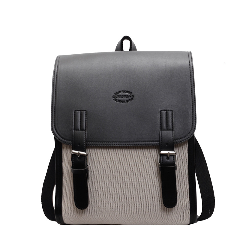 A fashionable autumn and winter new large-capacity backpack with contrasting colors, a versatile student schoolbag, and a retro color-blocked commuting backpack Item Picture