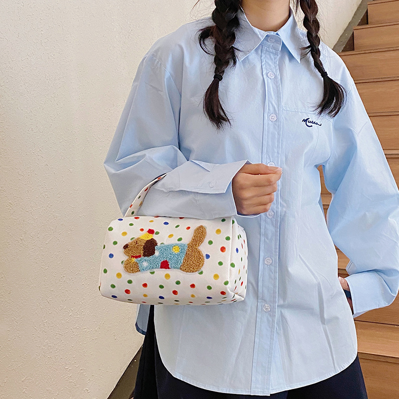 Colorful Polka Dot Dachshund handbag 2025 New style high-end large-capacity portable travel storage bag full figure