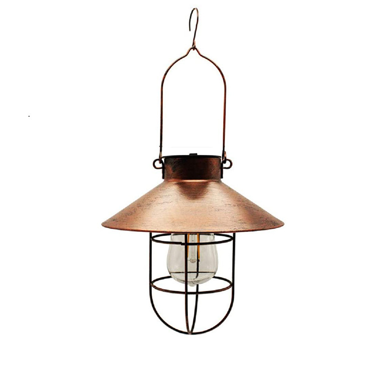 Cross-border outdoor solar ironwork hanging lamps, tungsten filament lamps, retro portable lanterns, lawn and courtyard lamps, landscape decorative lamps Item Picture
