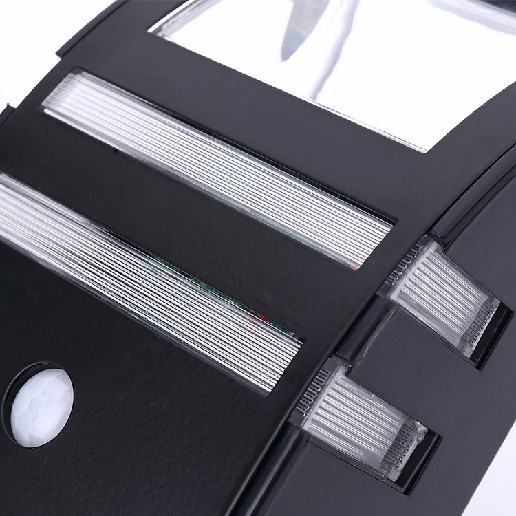 0451 Black cross-border supply solar 2LED stainless steel PIR human body sensor wall lamp, staircase lamp, corridor lamp details Picture