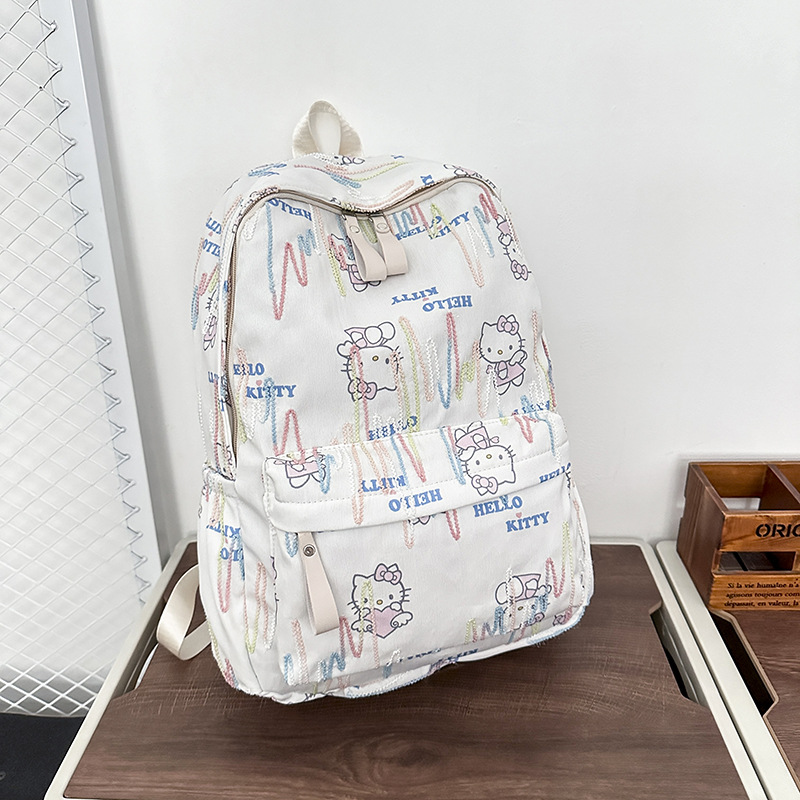 2024 New cartoon backpack, fashionable and casual graffiti backpack, college style, large-capacity schoolbag for junior and senior high school students details Picture