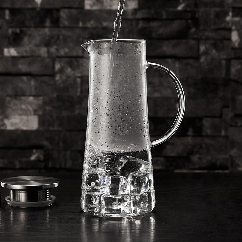 Cold water kettle, high borosilicate glass tea set, large-capacity cold water bottle, stainless steel filter, transparent household juice juicer Specification drawing