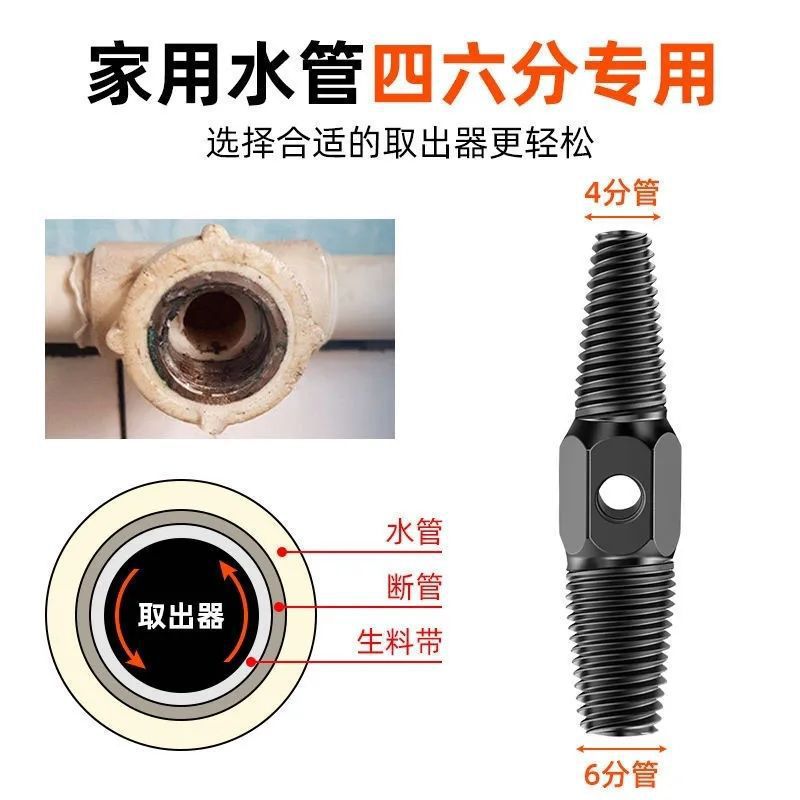 Household faucet broken thread remover, universal reverse tap tool, water pipe broken thread remover, screw slippage 4 to 6 points Application Scenario