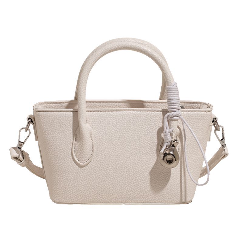 The 2025 new trendy and high-end style, fashionable and popular lychee pattern bucket bag, versatile solid color single-shoulder crossbody bag Item Picture