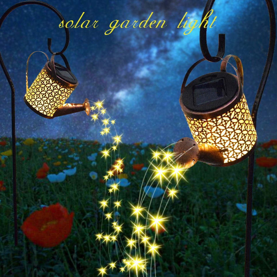 Ironwork hollowed-out projection lamp, solar outdoor waterproof courtyard garden water bottle lamp, lawn landscape ground insert decorative lamp full figure