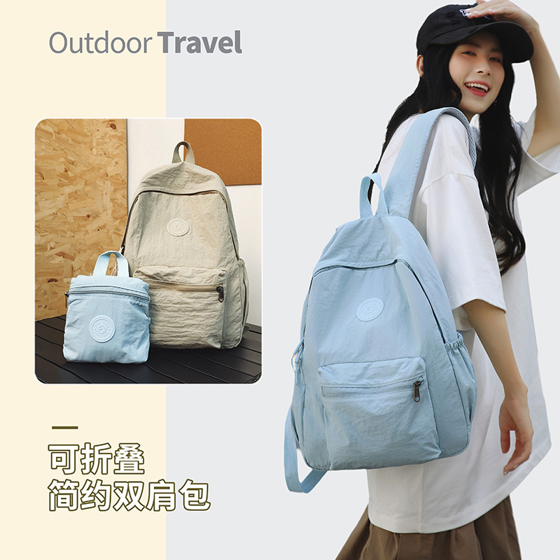 New simple and casual backpack in Korean solid color, versatile and fashionable backpack, and school bag for junior high school, senior high school and college students details Picture
