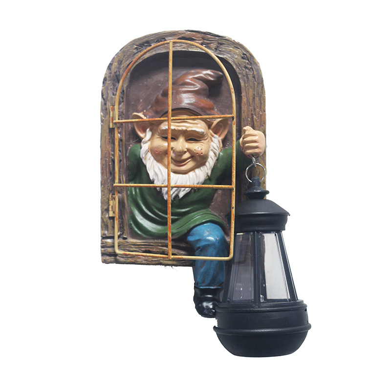 Cross-border outdoor garden dwarf resin handicrafts courtyard white-bearded old man window flipping statue ornaments Item Picture
