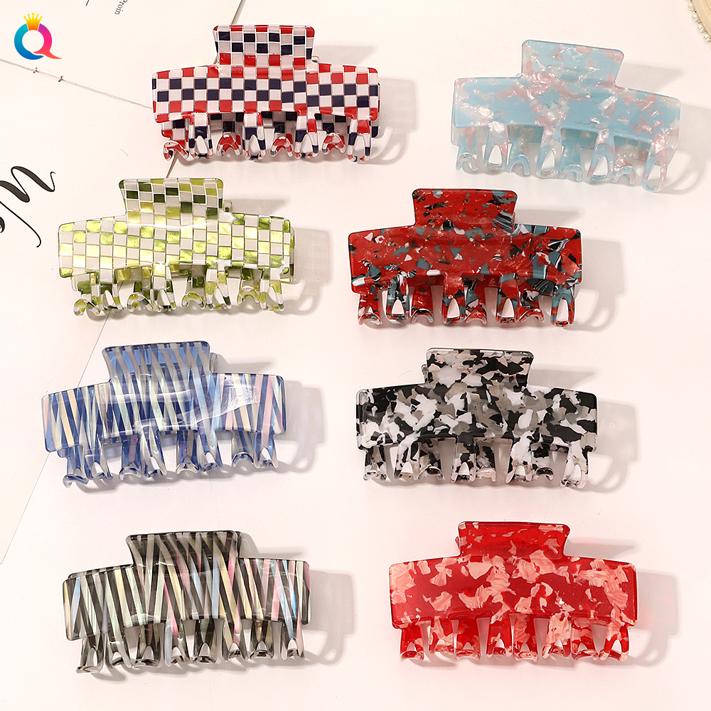 Qiyue Korean-style acetate hair clips, ladies' hair gripper, face wash and bath tray, hair claw clips, trendy back head gripper hair accessories full figure