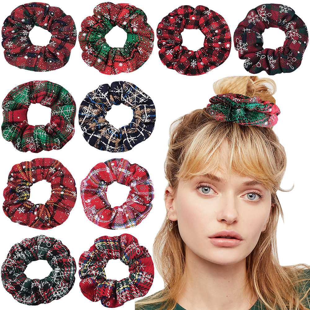 Qiyue Cross-border's new Christmas large intestine ring, high-end large intestine hair ring, European and American style head ring, women's hair accessory wholesale full figure