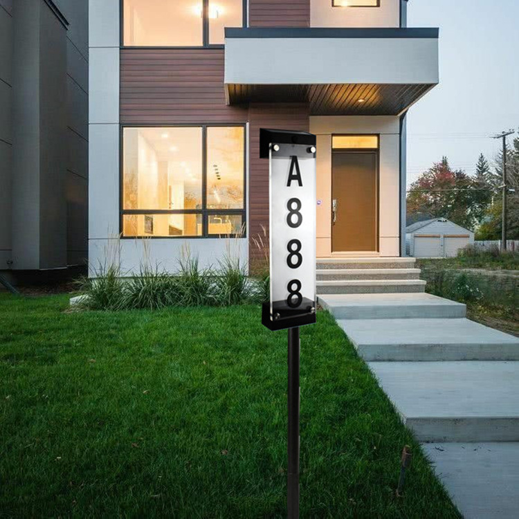 Solar-powered doorplate lights, outdoor seven-color floor wall lamps, digital number plates, LED light-controlled waterproof villa decorative lights Application Scenario