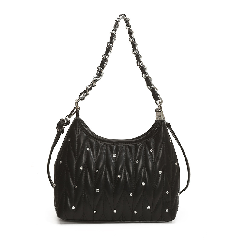 Korean high-end underarm bag, fashionable handbag, 2025 new pleated shoulder bag, niche crossbody bag, diamond-shaped women's bag Item Picture