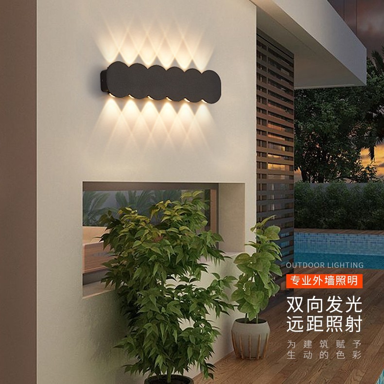Outdoor wall lamps with waterproof design, modern and simple Nordic style, emitting light up and down. Outdoor staircase, corridor, balcony, and clothing store entrance lamps details Picture