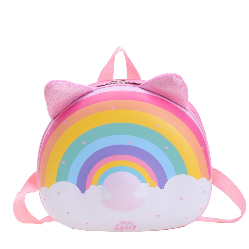 Cross-border Kindergarten Unicorn Glowing Schoolbag for 3-5 years Old Girls, Eggshell Bag, Cartoon Super Cute Girl Double Rainbow Bag Item Picture