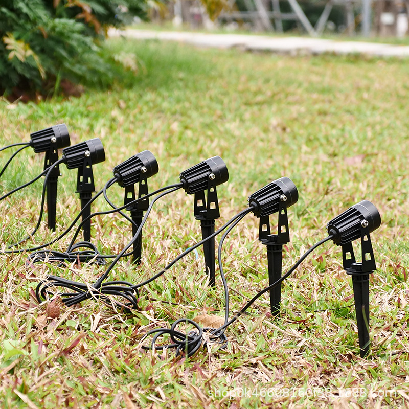 Cross-border exclusive led one-to-four ground plug-in lights, outdoor waterproof landscape tree lighting lights, garden ground plug-in lights, rgb lawn lights details Picture