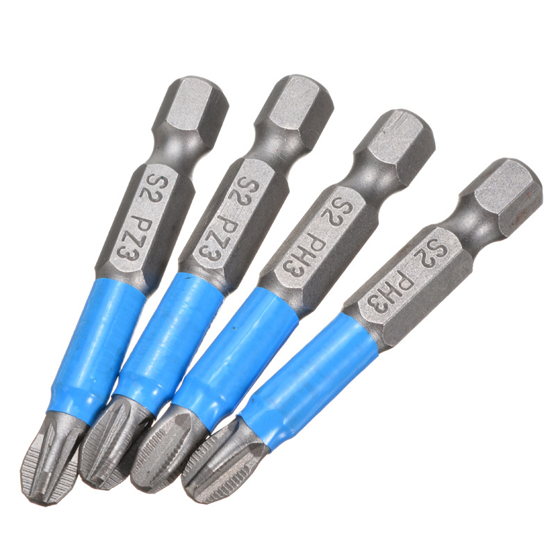 Hexagonal handle anti-slip screwdriver bit 12pc blue leather ring 50mm electric screwdriver combination set strong magnetic cross screwdriver bit Specification drawing