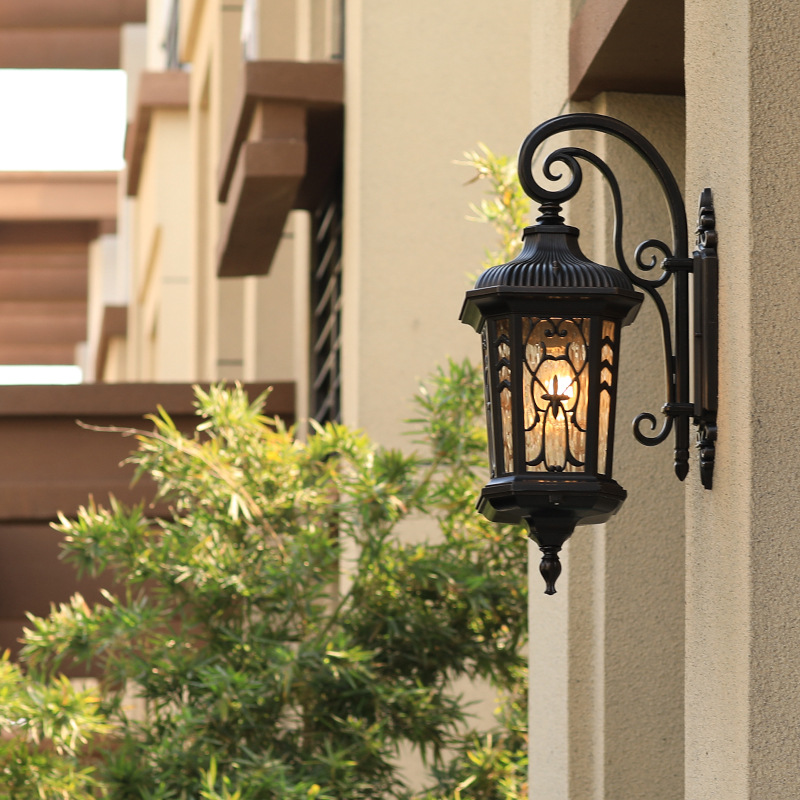 European-style waterproof outdoor garden terrace, villa corridor, courtyard balcony, American-style outdoor passageway, household door, wall lamp Application Scenario