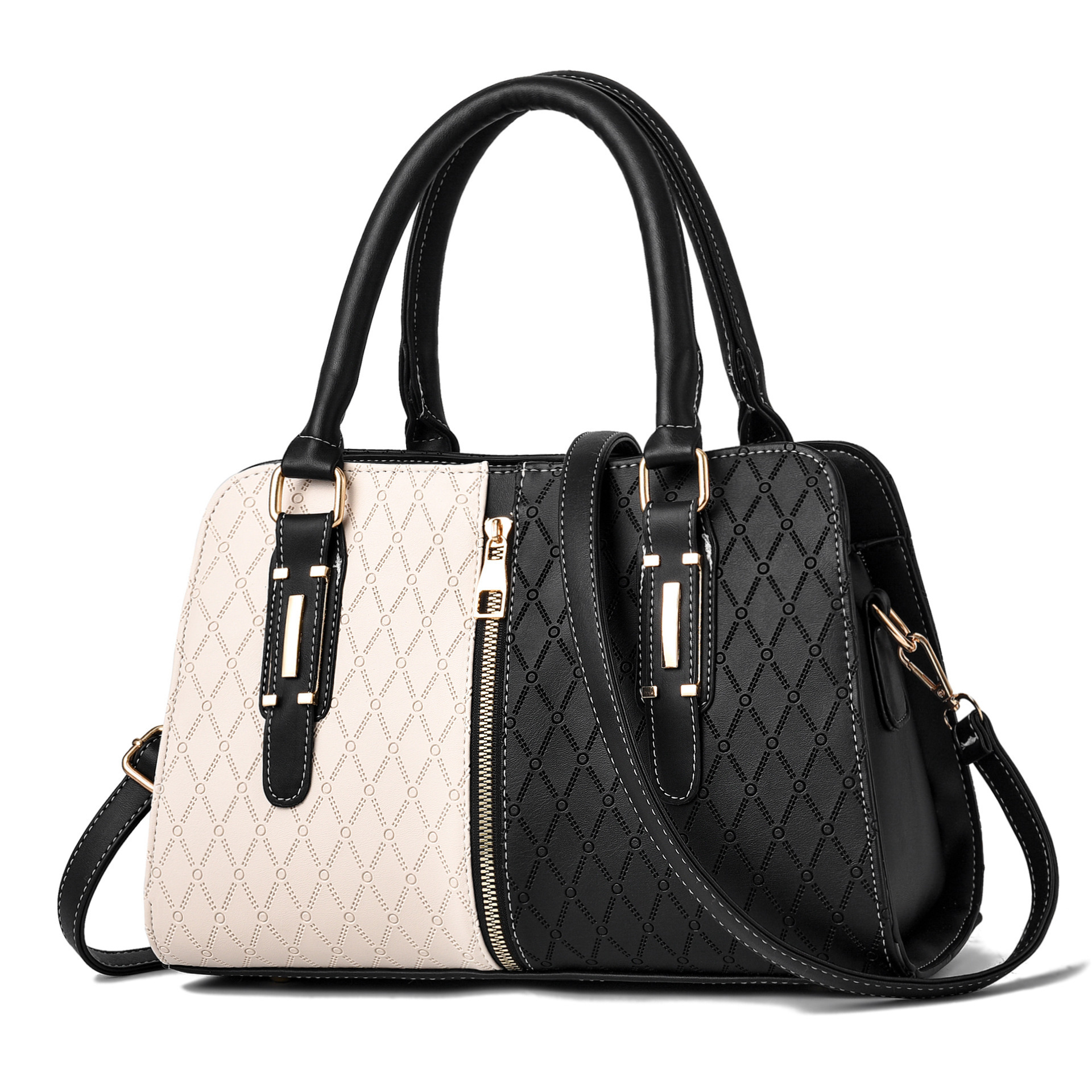 The 2022 new fashionable color-blocked women's handbag for cross-border trade, a trend of large-capacity single-shoulder crossbody bags from Europe and America full figure