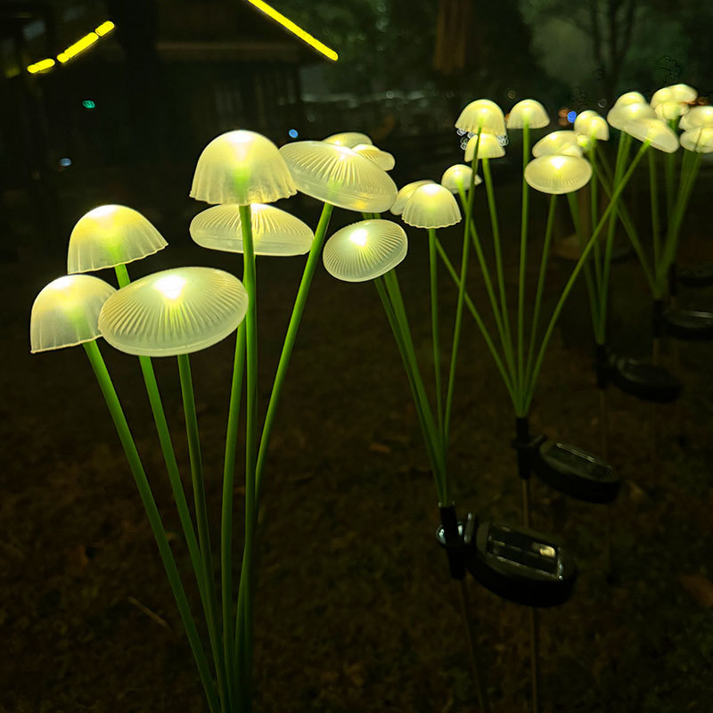 LED solar jellyfish lamp, silicone mushroom ground insert lamp, outdoor courtyard garden landscape atmosphere decorative lawn lamp Specification drawing