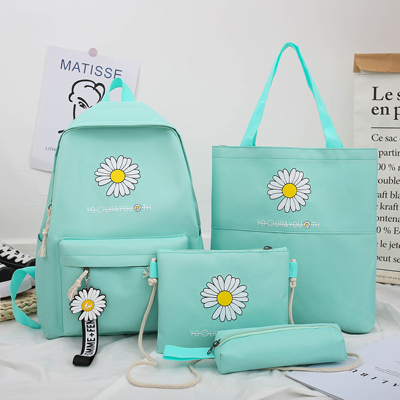 A Korean-style trendy travel bag with LOGO printing, a casual schoolbag for girls, and a simple and fashionable four-piece computer set Specification drawing