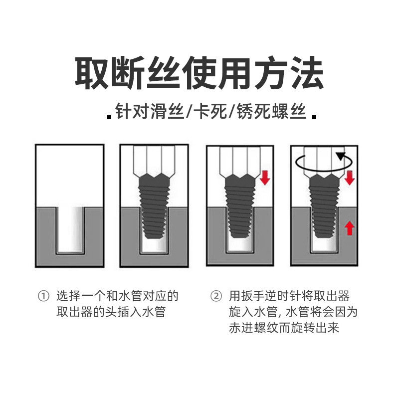 Double-head broken thread remover tool, universal screw, broken faucet and pipe thread, a magic tool for removing broken threads Specification drawing