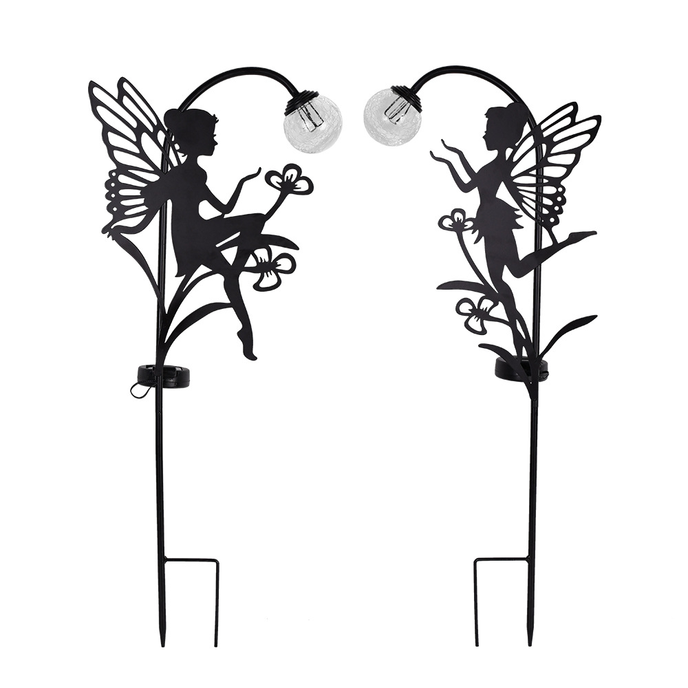 Cross-border solar silhouette Fairy ground socket light, outdoor waterproof crack ball decorative lawn light, Flower Fairy garden light Item Picture