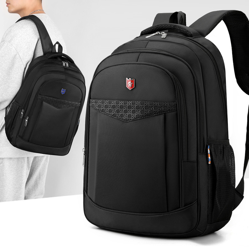 Factory wholesale men's backpacks, large-capacity, simple and casual middle school schoolbags, outdoor travel, business computer backpacks details Picture