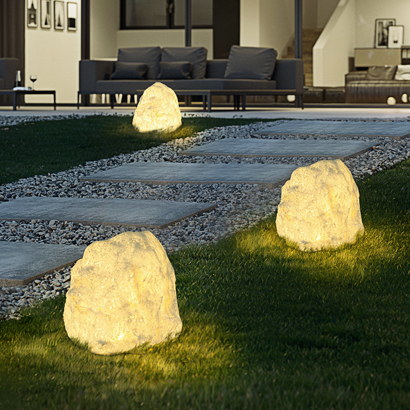 Lawn lights, outdoor waterproof courtyard landscape lights, garden villa stone resin waterproof floor lights, simulated stone lamps details Picture