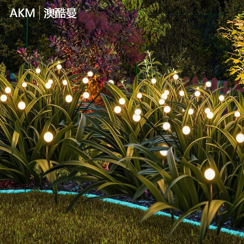 Solar-powered outdoor courtyard wind-driven 8-head firefly cross-border new type ground plug lamp garden decorative lawn lamp Specification drawing
