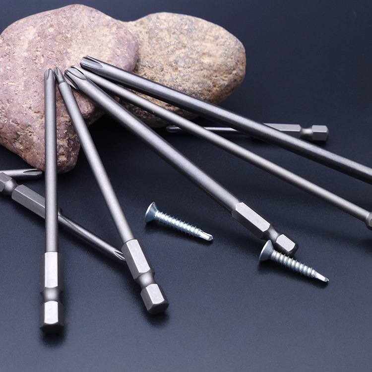 SGS source manufacturer S2 steel strong magnetic high hardness, natural color sandblasted single-head cross screw screwdriver bit electric screwdriver Specification drawing