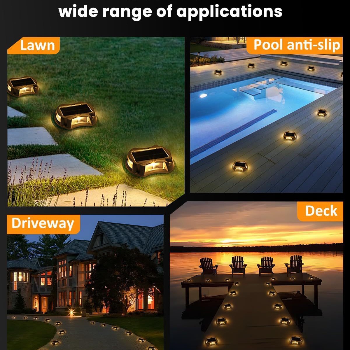 New solar-powered deck lights, crossing lights, landscape step lights, garden driveway indication lighting fixtures Application Scenario