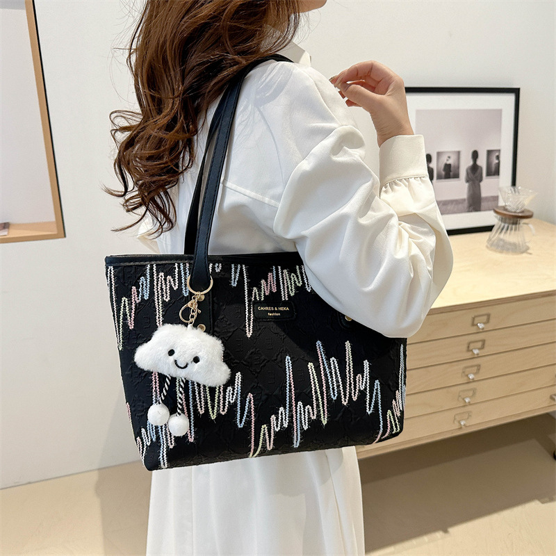 Personalized bag, women's large-capacity 2024 new summer casual single-shoulder bag, college student commuting tote bag Specification drawing