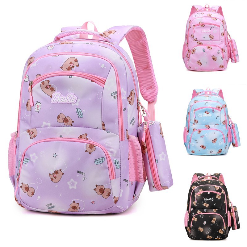 The new cartoon cute backpack is fresh and sweet. It is a large capacity schoolbag for primary and secondary school students full figure