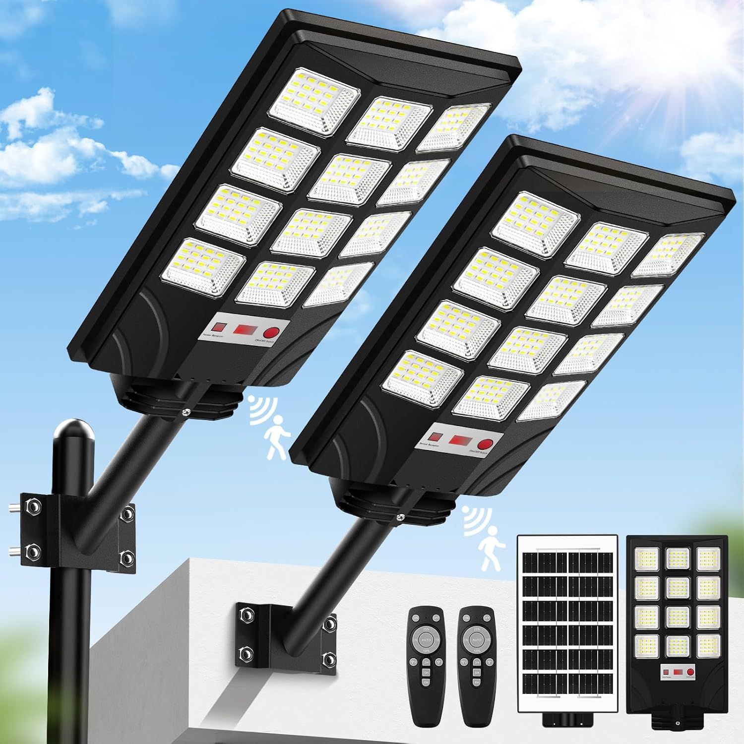 Solar street lamps, integrated outdoor lighting fixtures, high-brightness remote control human-sensing garden lamps, and intelligent light-controlled wall lamps details Picture