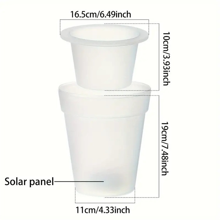 Cross-border solar flowerpot light, outdoor waterproof LED, courtyard balcony garden decorative landscape light, circular flowerpot light details Picture