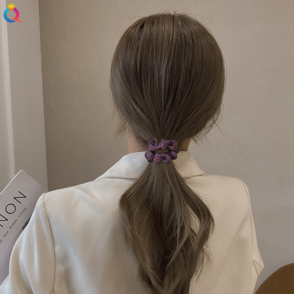 Qiyue Korean autumn and winter woolen telephone line hair tie, simple and elegant, popular female hair tie rubber band hair rope Specification drawing