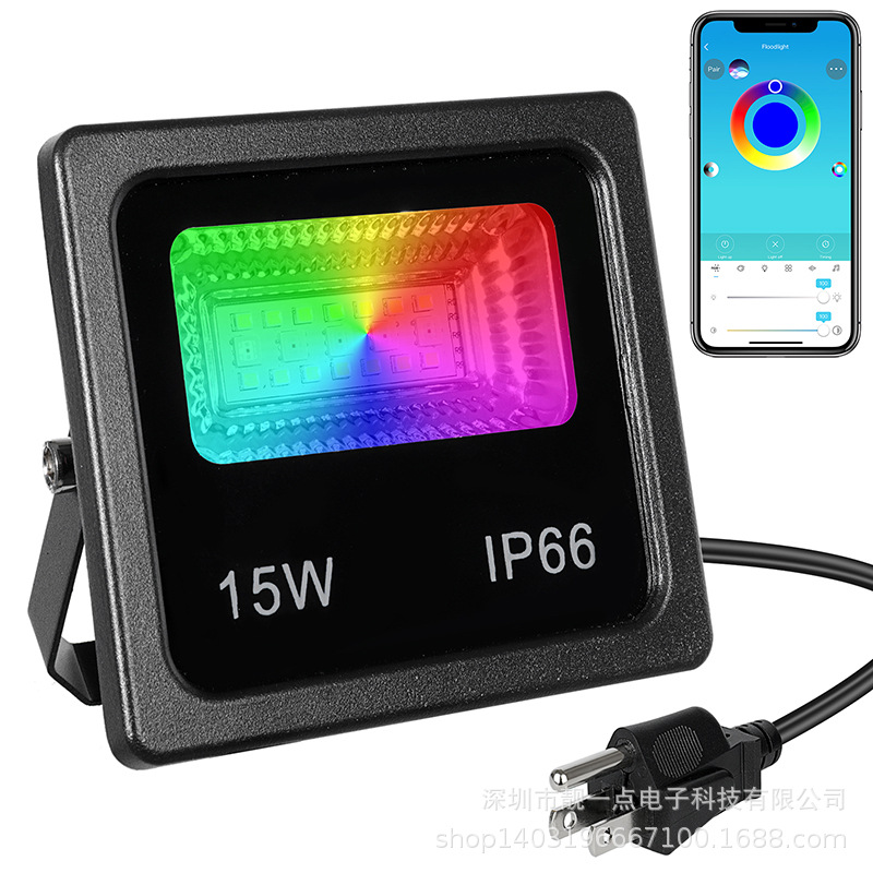 Cross-border supply of 15W Bluetooth floodlights, app floodlights, outdoor courtyard advertising, villa stage Bluetooth floodlights Item Picture