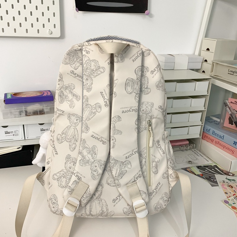 Cross-border Japanese-style Instagram casual backpack for girls, high school and junior high school, large-capacity, high-appearance-level backpack, simple and casual backpack Specification drawing