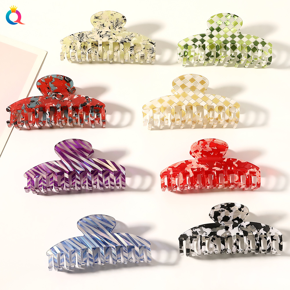Qiyue Korean version acetic acid dragon bone hair clip, bath and face wash bun, hair grab clip, French retro back head clip, hair accessory for women full figure