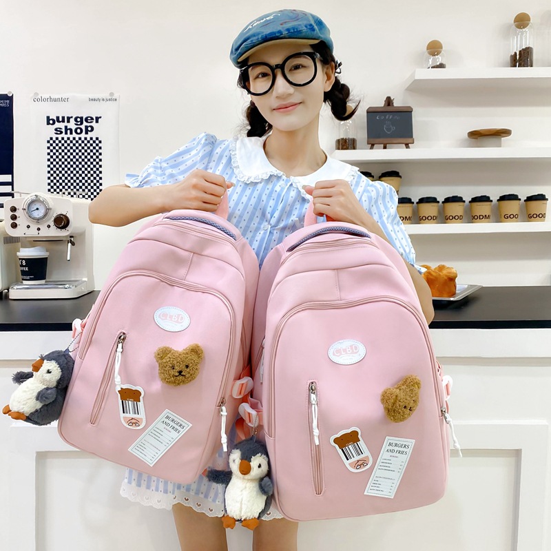 2025 Large-capacity Japanese-style schoolbag for girls, versatile backpack for high school, college and junior high school students, solid-color cute backpack Specification drawing