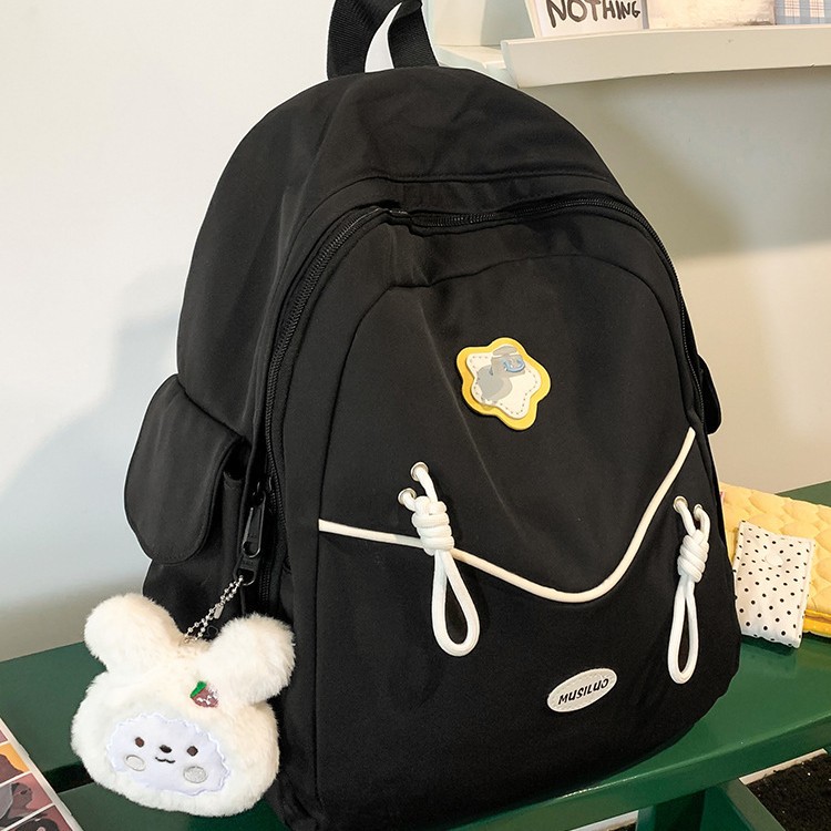 Student color-blocking schoolbag, large-capacity, lightweight, college student travel girl backpack, high design sense, high appearance level, trendy backpack details Picture
