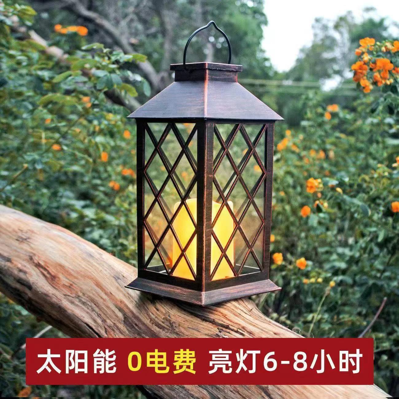 Amazon vintage outdoor solar candle wind lamp Garden lawn villa decorative landscape light details Picture