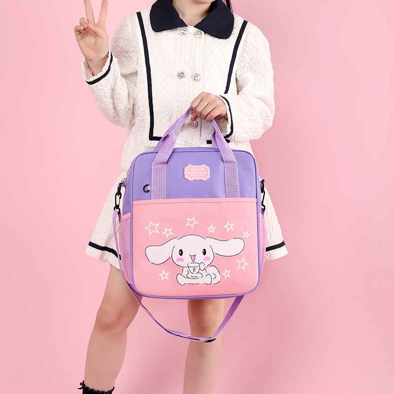 Wholesale primary school student tutorial bags, book bags, boys' and girls' tutorial bags, single-shoulder file bags, double-shoulder cartoon crossbody bags Specification drawing