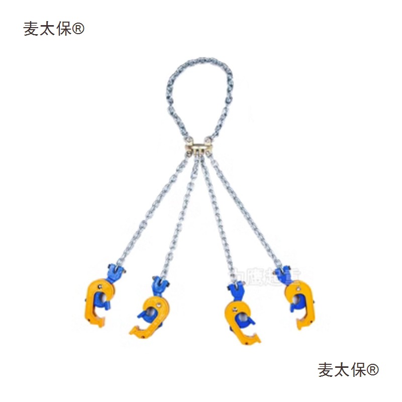 Oil drum lifting pliers, hooks, lifting gear, lifting clamps, lifting clamps, forklift special iron drum unloading hooks and clamps, double-chain Maitaibao Item Picture