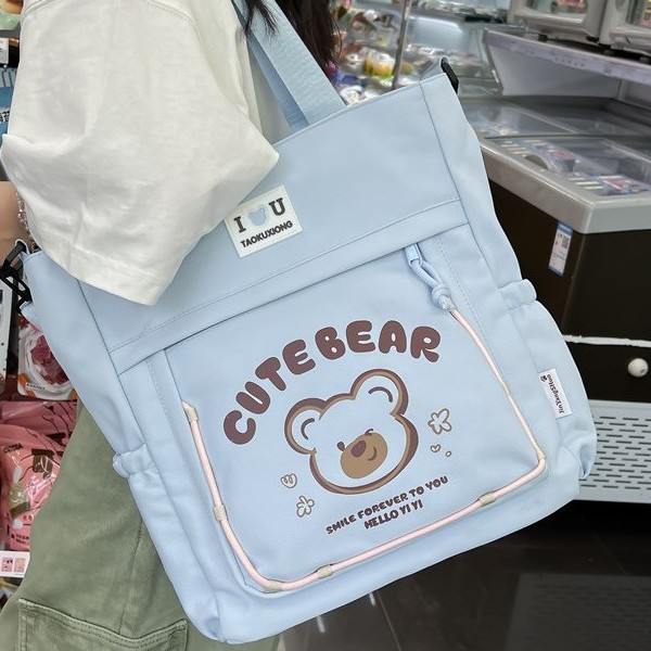 New large-capacity cute student bag, Korean version class tutorial class single-shoulder bag, girl tutorial bag, cartoon crossbody bag full figure