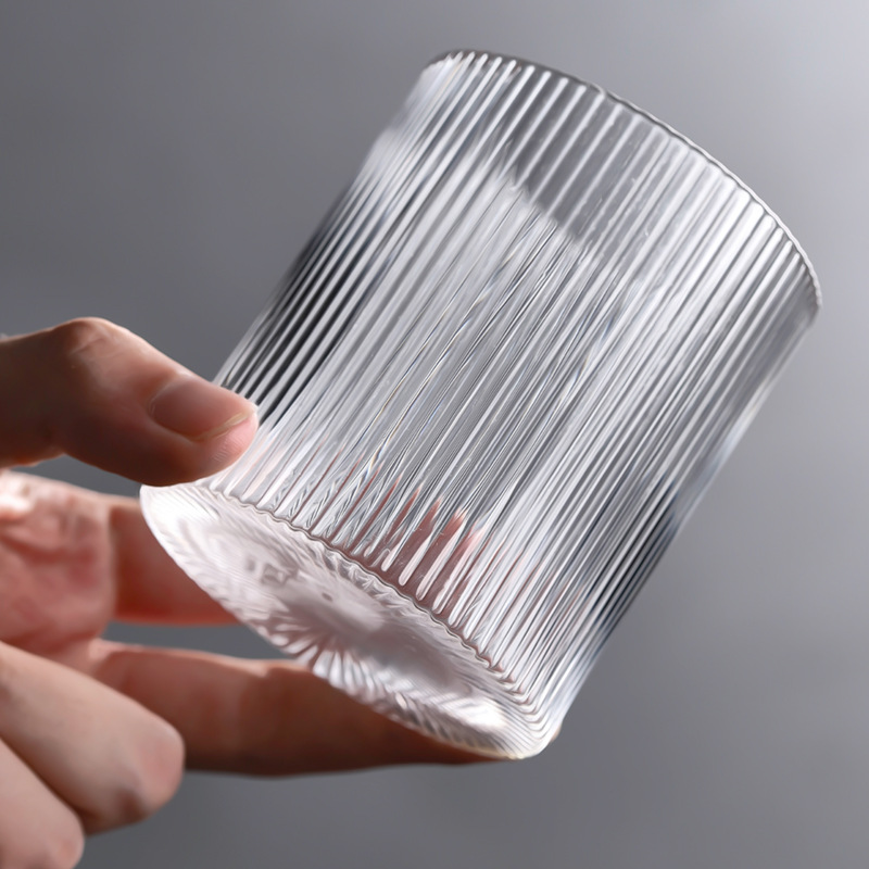 High borosilicate glass vertical pattern cup, household transparent glass juice cup, simple striped single-layer cup, coffee milk cup Application Scenario