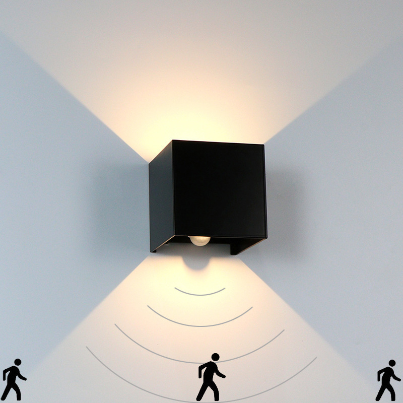 Factory wholesale led outdoor waterproof wall lamps, square living room, bedroom, bedside rechargeable human body sensor lamps, adjustable brightness Specification drawing