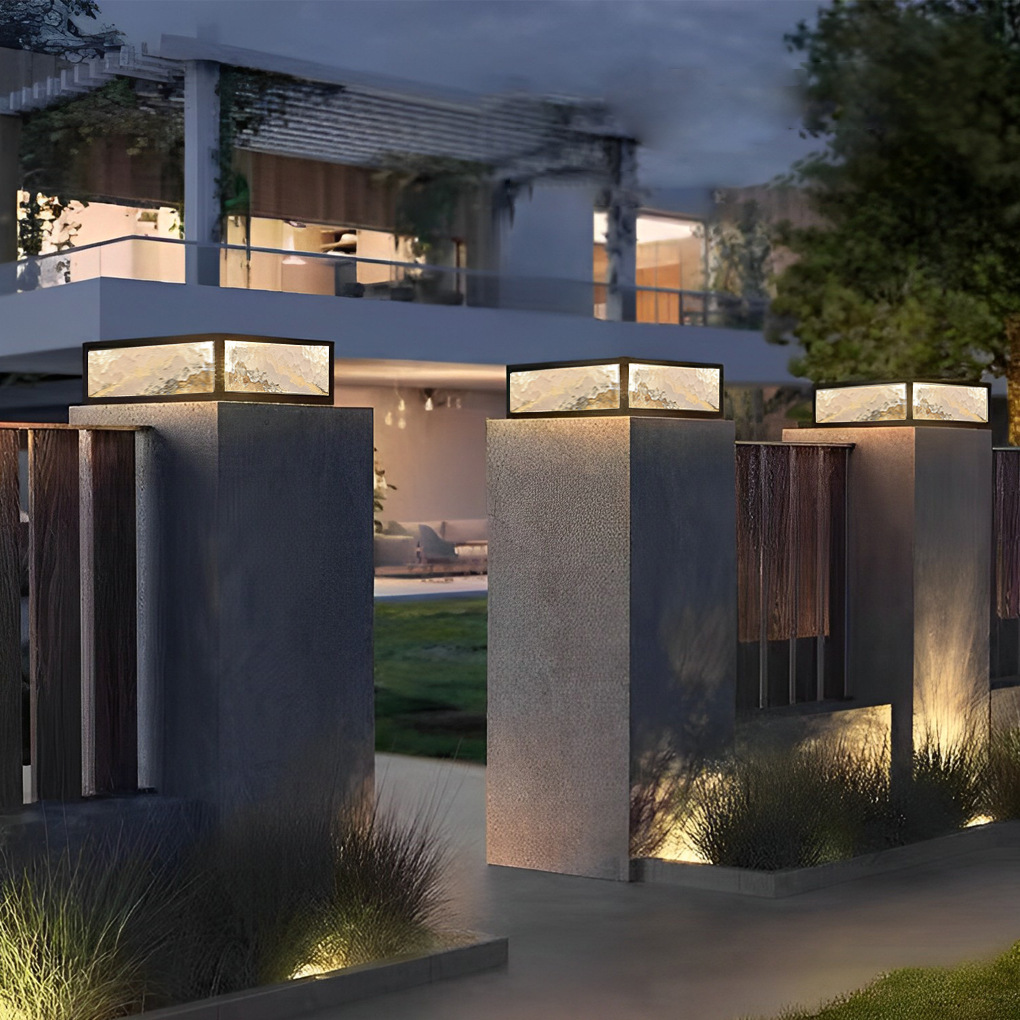 Outdoor courtyard lights, garden decorative landscape column head lights, outdoor gate columns, solar lights, villa walls, gardens Specification drawing